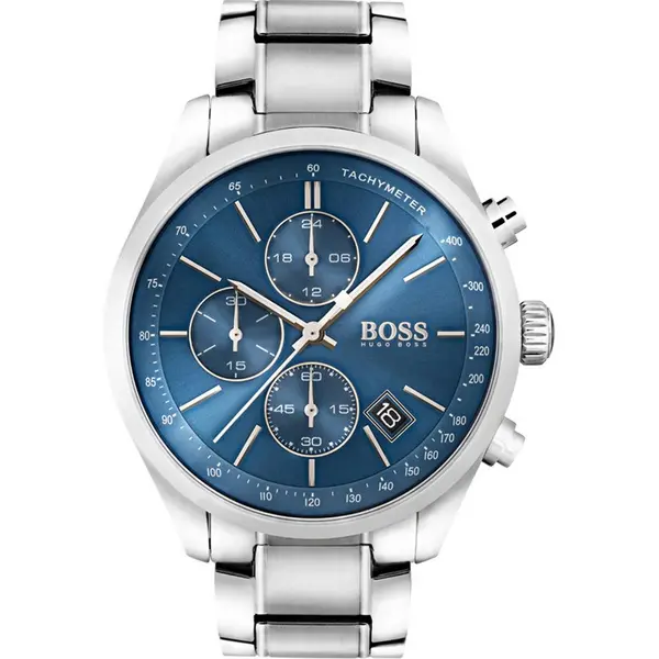 Image of Hugo Boss 1513478 Grand Prix Blue Face Silver Mens Watch