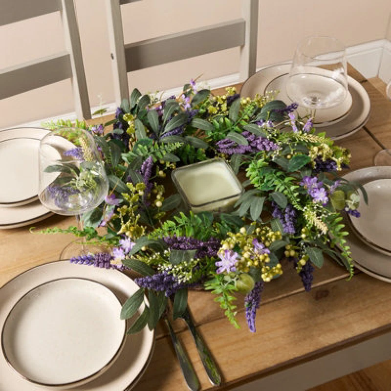 Image of OHS OHS Artificial Flower Wreath Door Wall Home Party Table Decorations Winter Spring in Lilac Lilac One Size Unisex 5027434196227