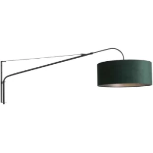 Image of Sienna Elegant Classy Wall Lamp with Shade Matt Black, Velvet Green