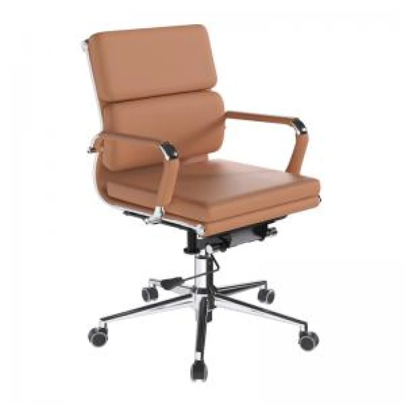 Image of Avanti Nautilus Designs Avanti Medium Back Bonded Leather Executive Office Chair With Individual Back Cushions and Fixed Arms Brown - BCL/5003/BW BCL/