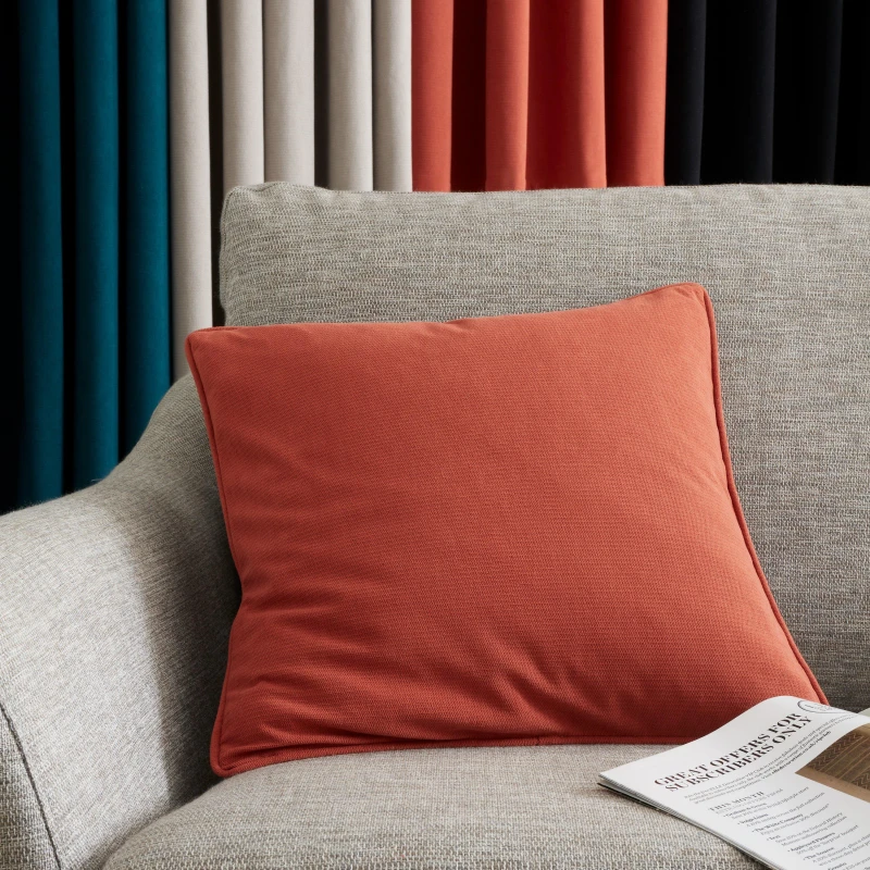 Image of Catherine Lansfield Wilson Velvet 45cm x 45cm Filled Cushion Terracotta