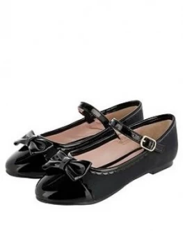 Image of Monsoon Girls Delilah Scallop Toe Cap Ballerina - Black, Size 13 Younger