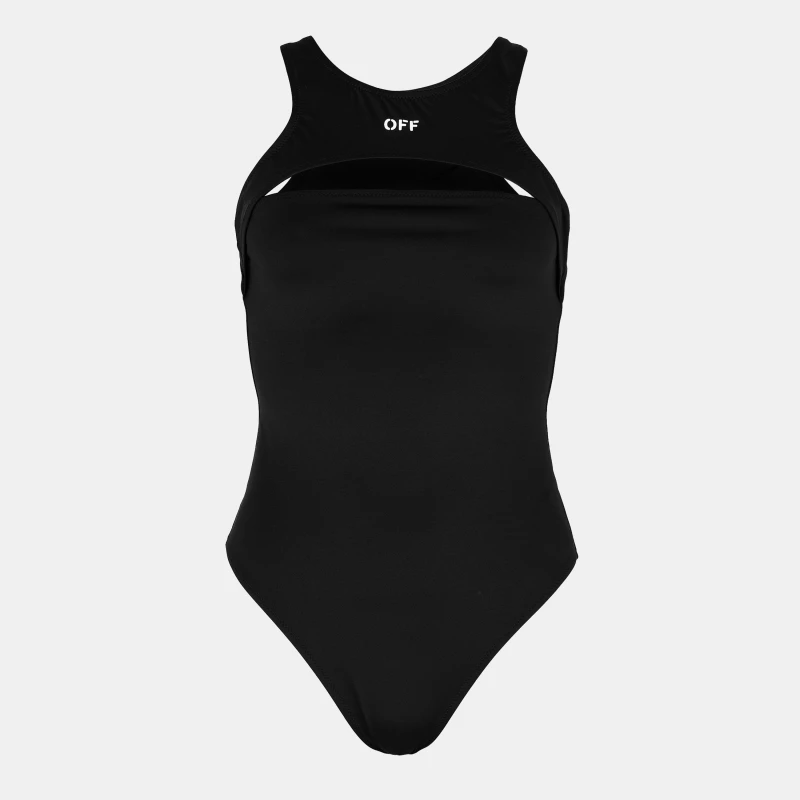 Image of Off White Womens Cut Out Swimsuit, Strategically Placed Cutouts Black/White female 4 (3XS)