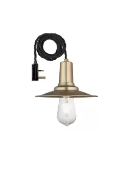 Image of Sleek Flat Pendant, 8 Inch, Brass, Brass Holder With Plug