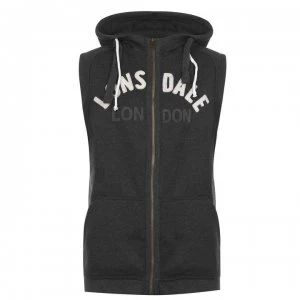 Image of Lonsdale Box Sleeveless Mens Hooded Top - Charcoal M