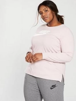 Image of Nike Sportswear HBR Long Sleeve Tee Curve Rose Rose Size 26 283X Women