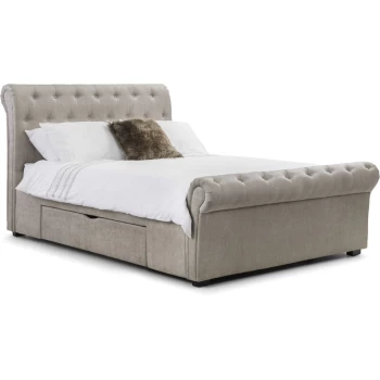 Image of Adah - 4F6 Double With Drawers Mink Chenille Bed Frame