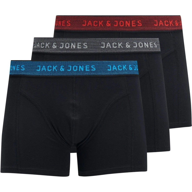 Image of Jack and Jones Waistband Logo Trunka 3 Pack Juniors - Black S Boys
