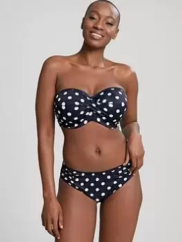 Image of Panache Anya Riva Spot Twist Bandeau Bikini Top - Navy/Cream, Navy/Cream, Size 38D, Women