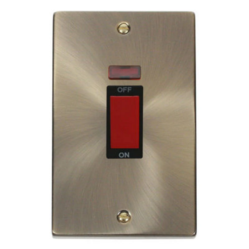 Image of SE Home Antique Brass 2 Gang Size 45A Switch With Neon Gold unisex