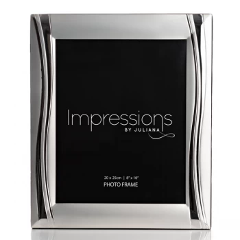Image of Satin Silver-Plated Photo Frame - Shiny Wavy Design 8" x 10"