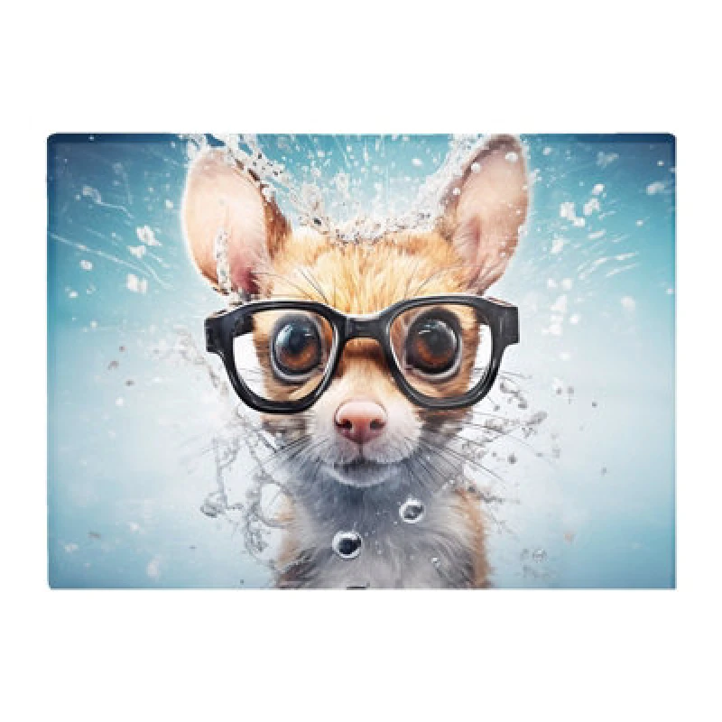 Image of Warren Reed Designer Splashart Doormouse With Glasses Glass Chopping Board