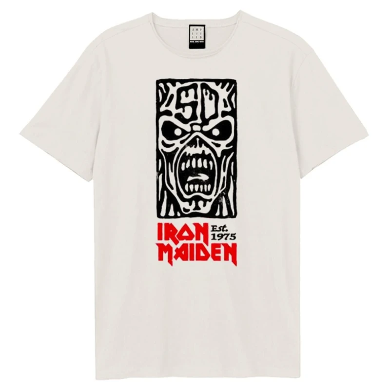 Image of Amplified Amplified Men 50th Totem Pole Iron Maiden T-Shirt in White Size: X-Small White XS Male 5063806408260