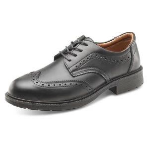 Image of Click Footwear Brogue Shoe S1 PU Leather Upper Steel Toecap 9 Black Ref