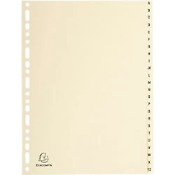 Image of Exacompta Indices 1124E A4 155gsm Ivory Card 24 Part (A - Z) Pack of 10