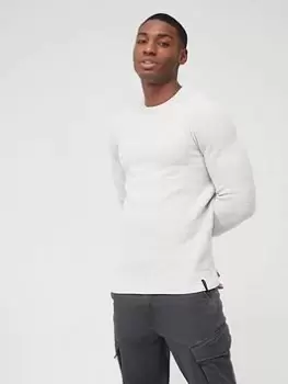 Image of Superdry Vintage Textured Crew Knit - Grey Size M Men