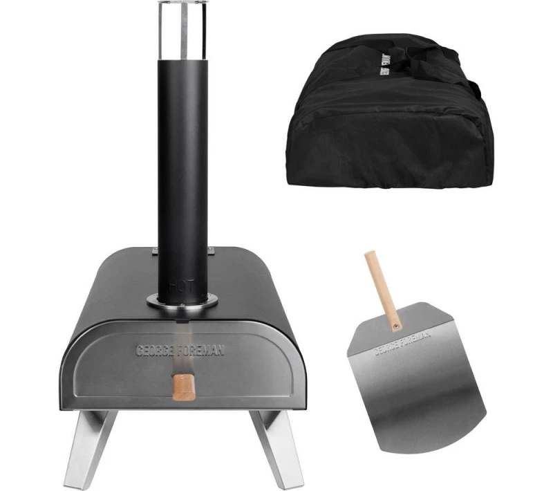 Image of GEORGE FOREMAN GFWPPO1BPC Wood Pellet Pizza Oven - Black 5056233837871