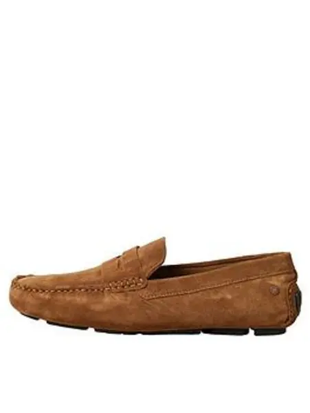 Image of Jack & Jones Suede Driving Loafers - Brown Brown VUU1A Male 7,8,9,10,11,12