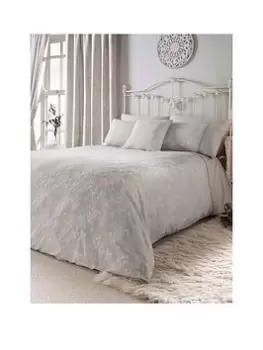 Image of Dreams & Drapes Woven Jasmine Jacquard Duvet Cover Set In Silver