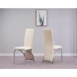 Image of Irine Faux Leather Upholstored Dining Set of 4 Chairs with Chrome Frame and Kitchen Floor Protection (Beige) - Cream - Modernique