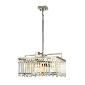 Image of 4 Bulb Chandelier LIght Cut Glass Crystals Highly Polished Nickel LED E27 60W