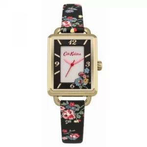 Image of Ladies Cath Kidston Spray Flowers Black Strap Watch
