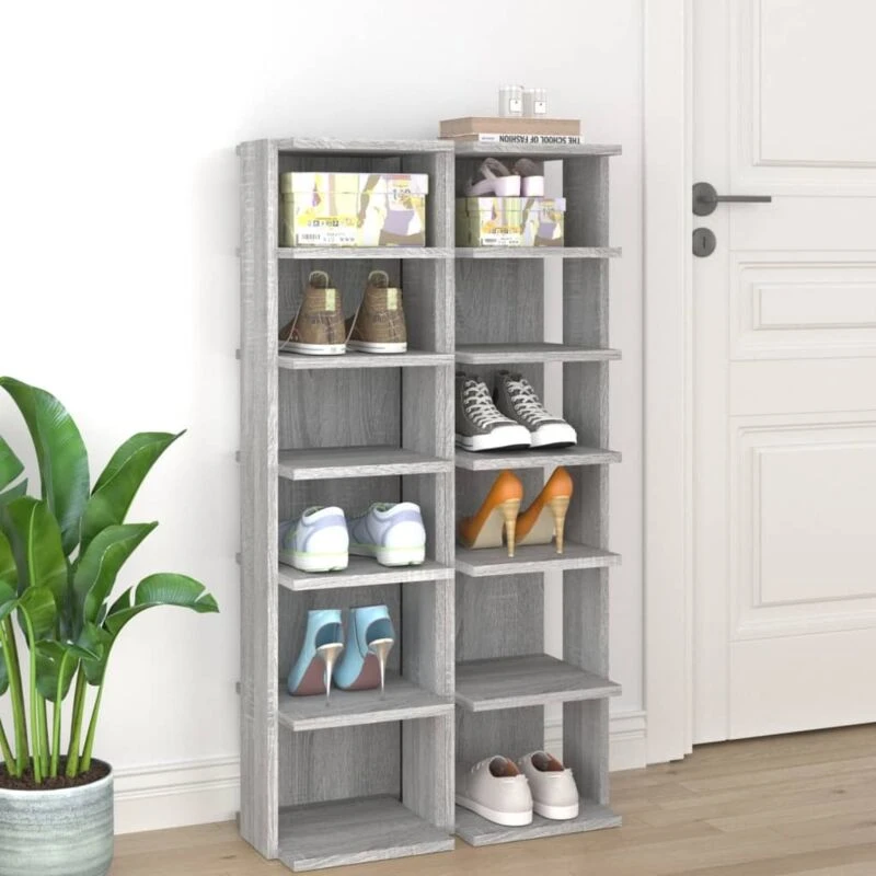 Image of VIDAXL Vidaxl - Shoe Racks 2 pcs Grey Sonoma 27.5x27x102cm Engineered Wood 8720286956526