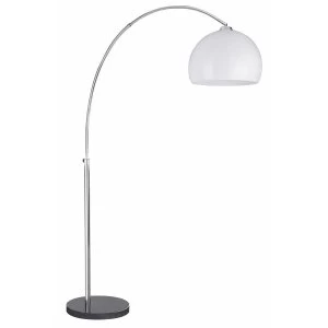 Image of 1 Light Floor Lamp Chrome, Black Marble with White Dome Shade, E27