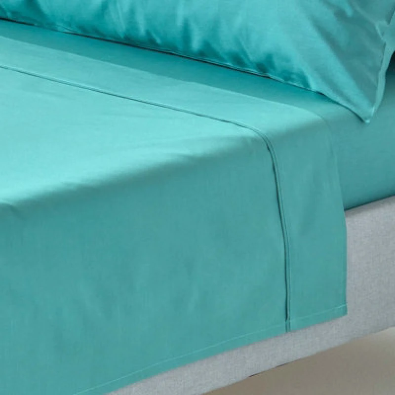 Image of Homescapes Teal Egyptian Cotton Flat Sheet 200 Tc, Single