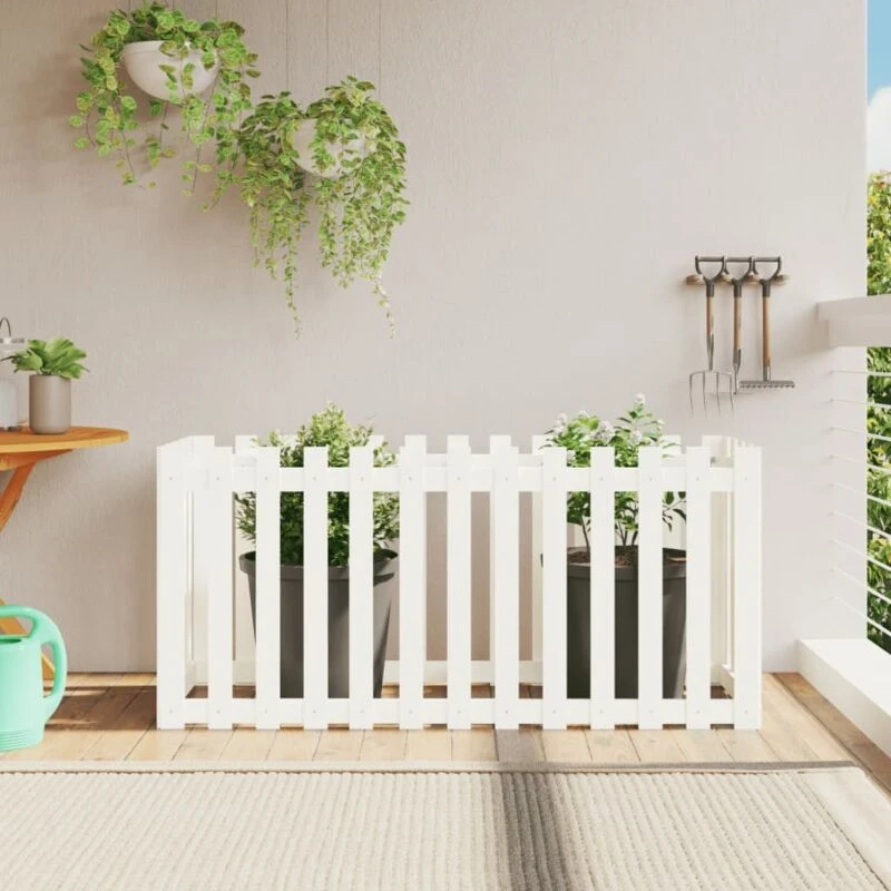 Image of vidaXL Garden Raised Bed w/ Fence Design White 150x50x70 cm, White 832498