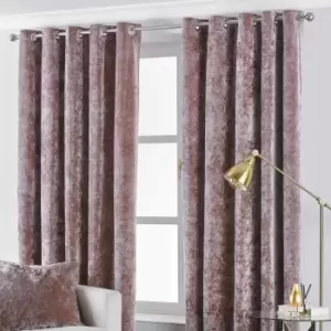 Image of Paoletti Verona Crushed Velvet Ringtop Eyelet Curtains (pair) Polyester Blush (168X183Cm)