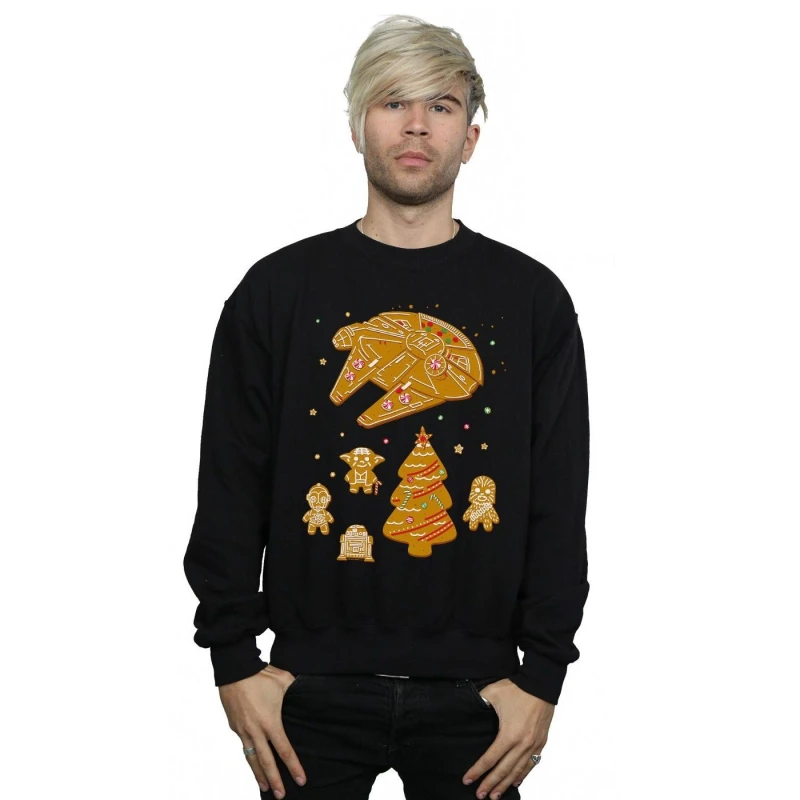 Image of Star Wars Star Wars Men Gingerbread Rebels Sweatshirt in Black Size: Small Black S Male 5059400521276