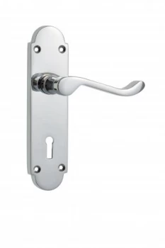 Image of Wickes Vancouver Victorian Shaped Locking Door Handle - Chrome 1 Pair
