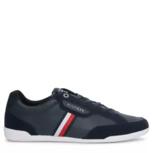 Image of Tommy Hilfiger Signature Leather Mix Cupsole Trainer In Navy - Size 41