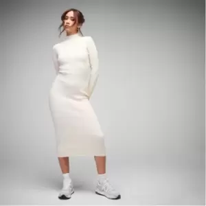 Image of Missguided Recycled Petite High Neck Rib Knit Midaxi Dress - Cream