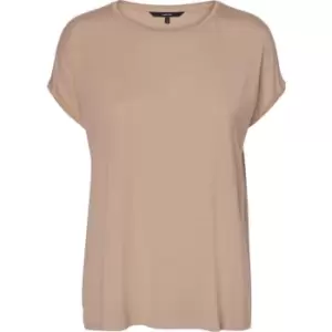 Image of Vero Moda VM Ava Plain Shirt Sleeve T-Shirt Womens - Beige