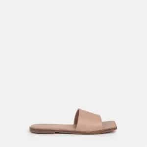 Image of Missguided Square Toe Flat Sandals - Neutral