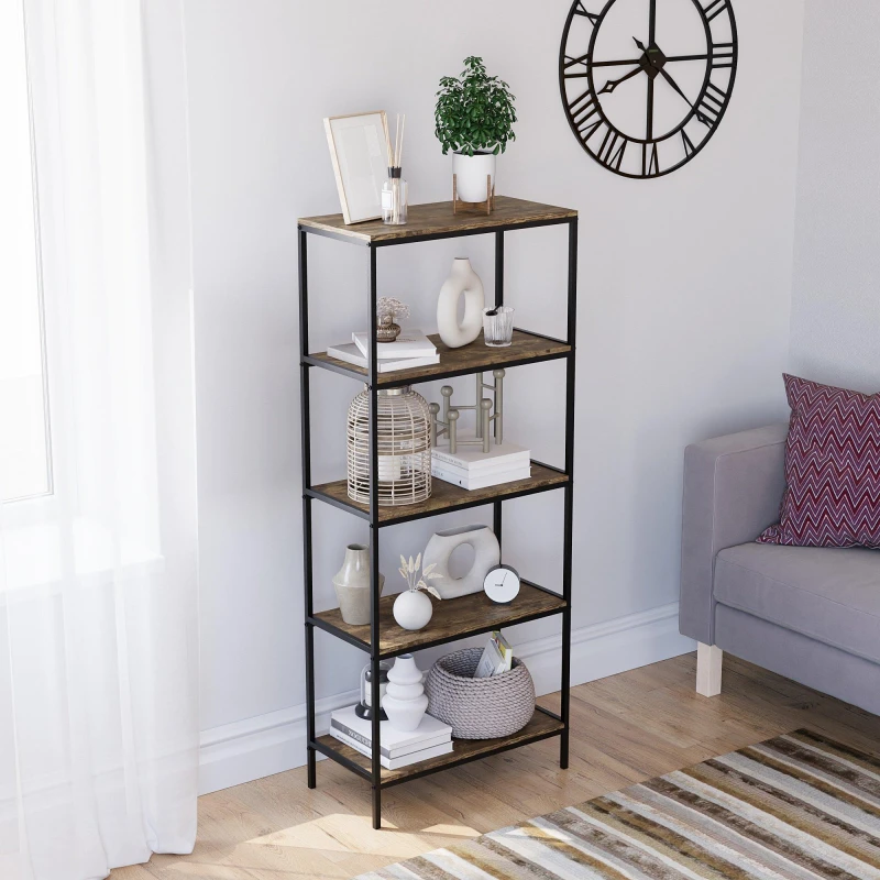 Image of Lassic Vida Designs Brooklyn 5 Tier Bookcase Dark Wood unisex 5 Tier