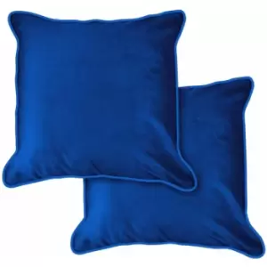 Image of Emma Barclay - Chelsea Velvet Soft Touch Piped Cushion Cover, Navy, 43 x 43 Cm