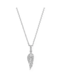 Image of Simply Silver Sterling Silver 925 Cubic Zirconia Wing Pendant Necklace, Silver, Women