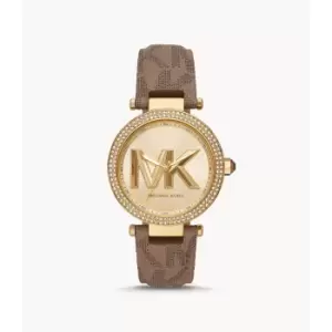 Image of Michael Kors Womens Parker Three-Hand Husk Pvc Watch - Brown