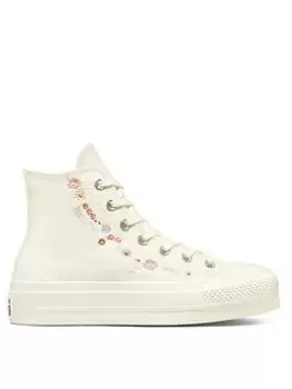 Image of Converse Chuck Taylor All Star Lift Hi, Off White, Size 5, Women