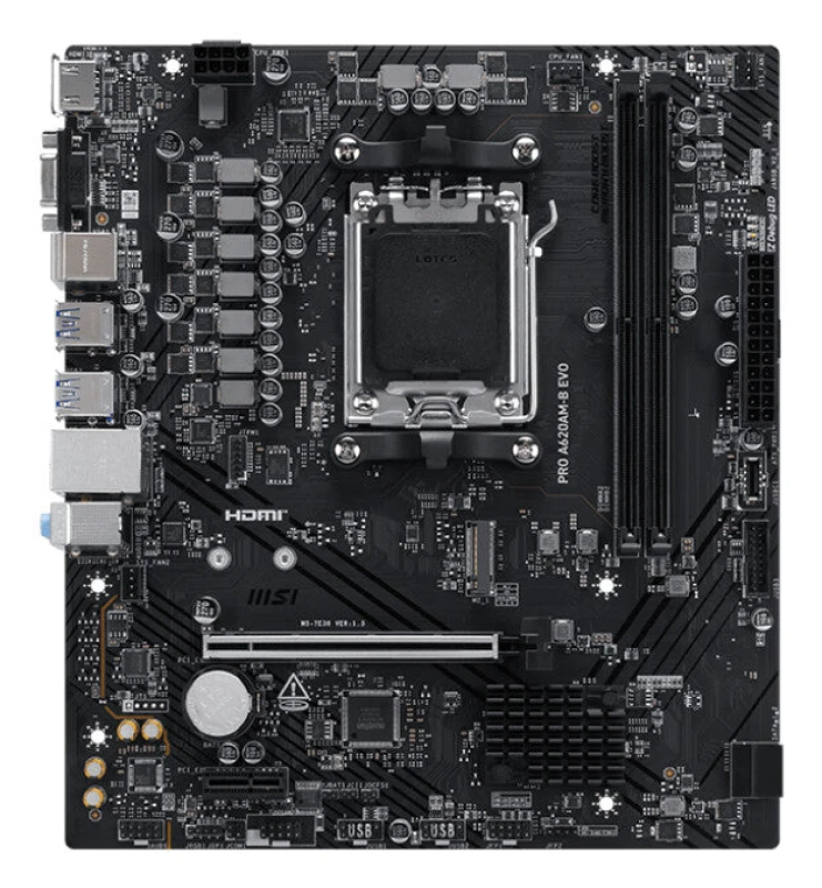 Image of MSI PRO A620AM-B EVO - AMD A620 Mainboard - Sockel AM5 - mATX - DDR5