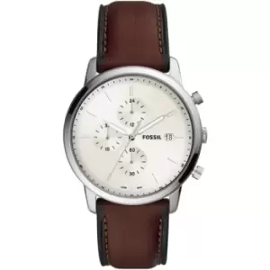 Image of Mens Fossil Minimalist Chronograph Brown Eco Leather Watch