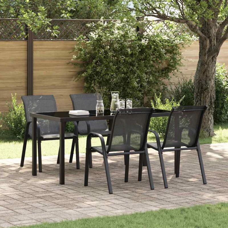 Image of VIDAXL Vidaxl - Stackable Garden Chairs 4 pcs Black Textilene Fabric 8720286844816
