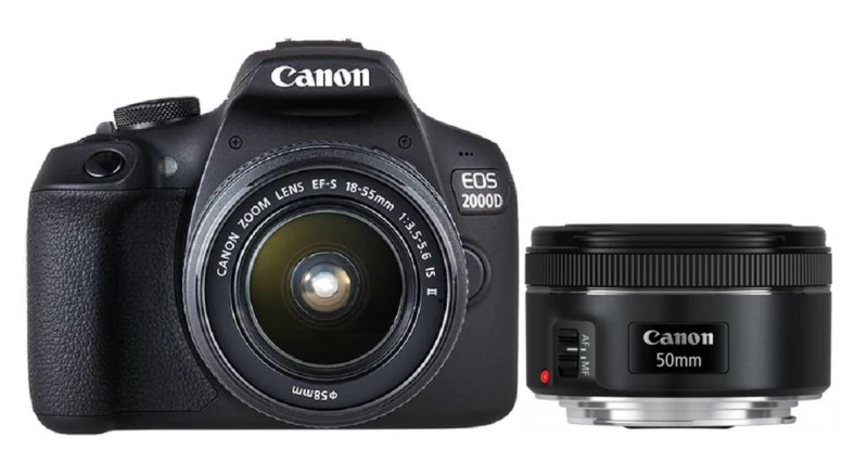Image of Canon EOS 2000D + EF-S 18-55 IS II + EF 50mm 1/2" SLR Camera Body