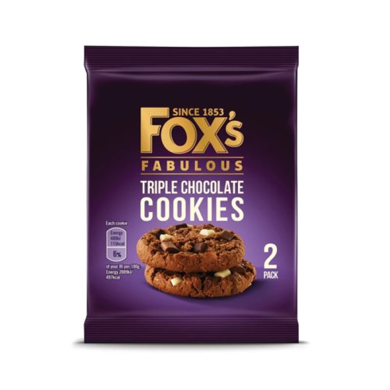 Image of Foxs Triple Chocolate Cookie Biscuits Twin Pack 45g (48 Pack) 934600
