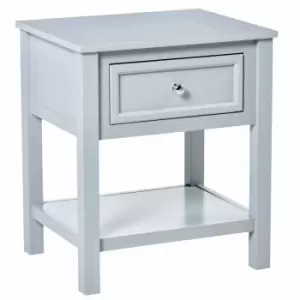 Image of HOMCOM Bedside Table With Drawer Open Shelf Table Top Grey