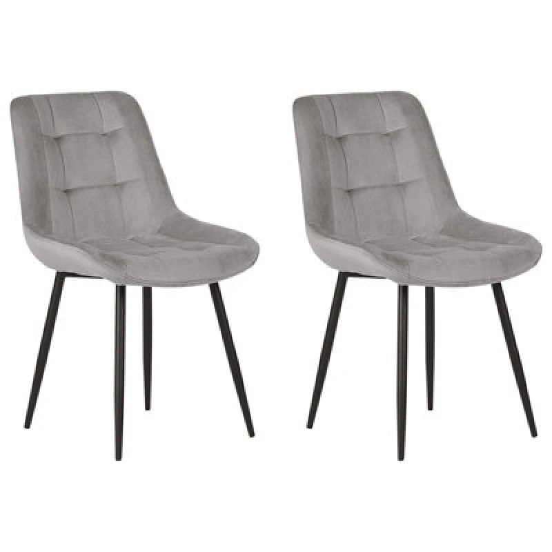Image of Beliani Set Of 2 Dining Chairs Melrose Velvet Light Grey