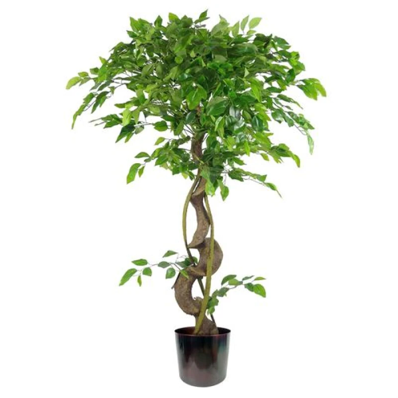Image of N/A 120cm Twisted Trunk Artificial Japanese Fruticosa Style Ficus Tree Metal Planter